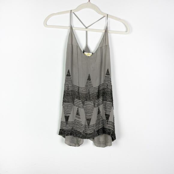 Ramy Brook grey silver silk beaded tank top Size XS flaws - Picture 10 of 10